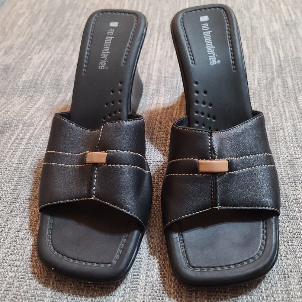 Women's Black Open Toe Slingbacks